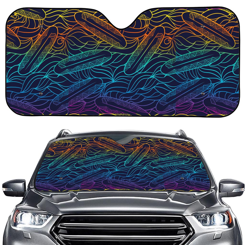 EDM Surfing Wave Pattern Print Car Windshield Sun Shade