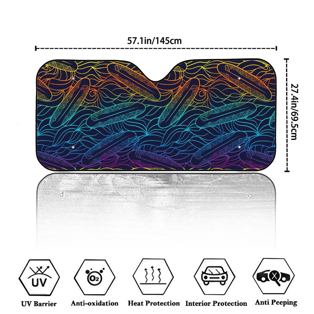 EDM Surfing Wave Pattern Print Car Windshield Sun Shade