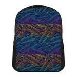 EDM Surfing Wave Pattern Print Casual Backpack