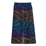 EDM Surfing Wave Pattern Print Cotton Front Slit Maxi Skirt