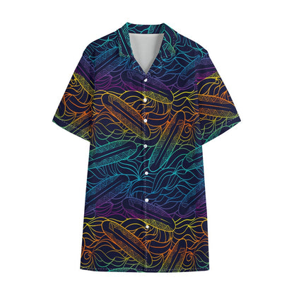 EDM Surfing Wave Pattern Print Cotton Hawaiian Shirt