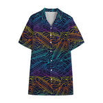 EDM Surfing Wave Pattern Print Cotton Hawaiian Shirt