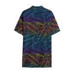 EDM Surfing Wave Pattern Print Cotton Hawaiian Shirt
