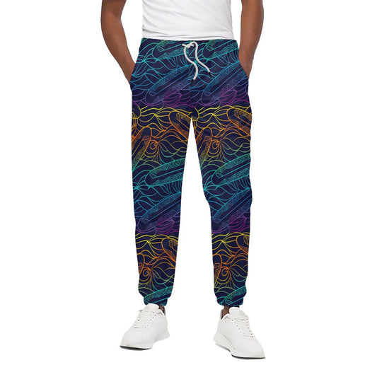 EDM Surfing Wave Pattern Print Cotton Pants