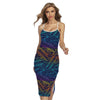 EDM Surfing Wave Pattern Print Cross Back Cami Dress