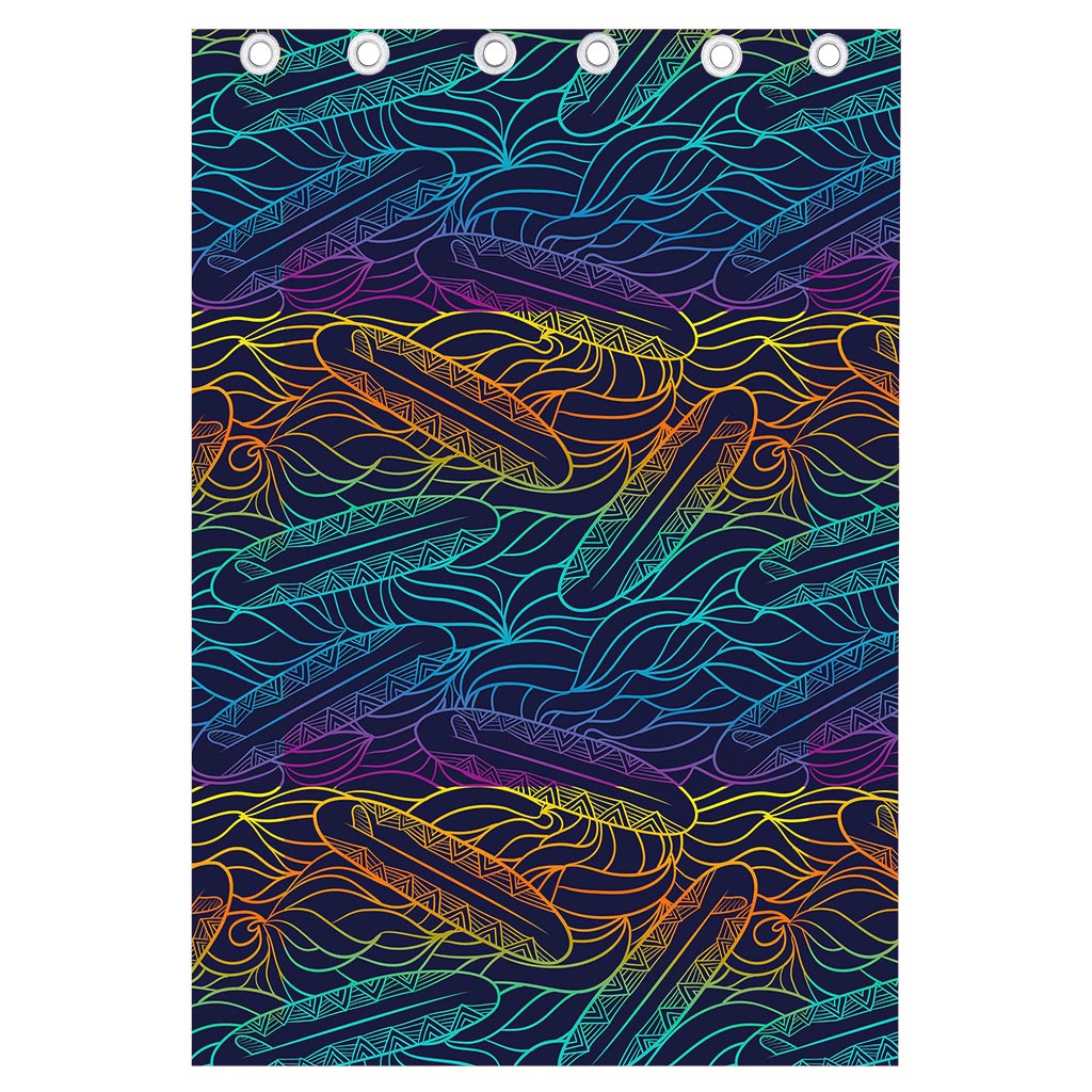 EDM Surfing Wave Pattern Print Curtain