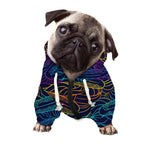 EDM Surfing Wave Pattern Print Dog Zip Up Hoodie
