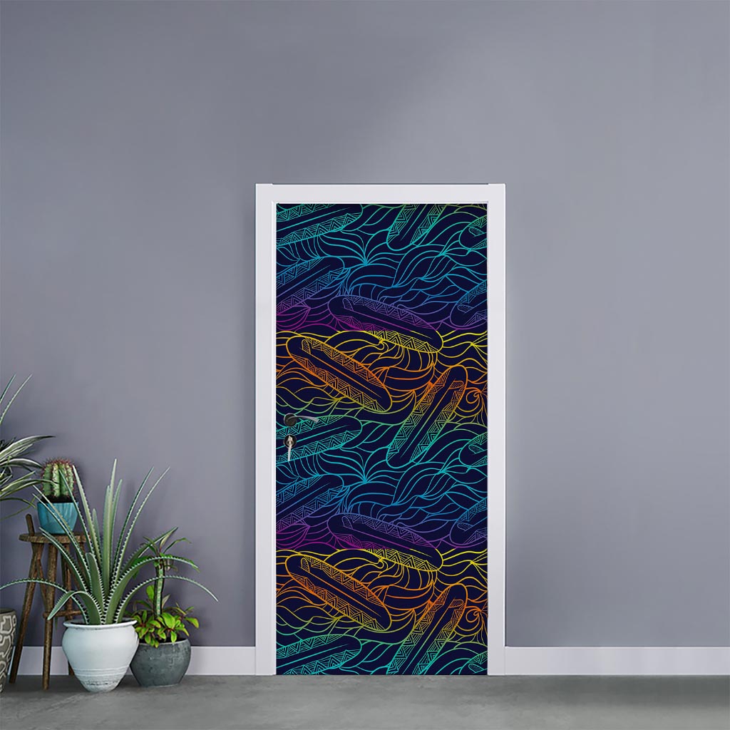 EDM Surfing Wave Pattern Print Door Sticker