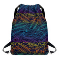EDM Surfing Wave Pattern Print Drawstring Backpack