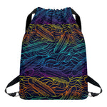 EDM Surfing Wave Pattern Print Drawstring Backpack