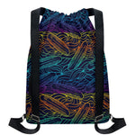 EDM Surfing Wave Pattern Print Drawstring Backpack