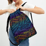 EDM Surfing Wave Pattern Print Drawstring Backpack