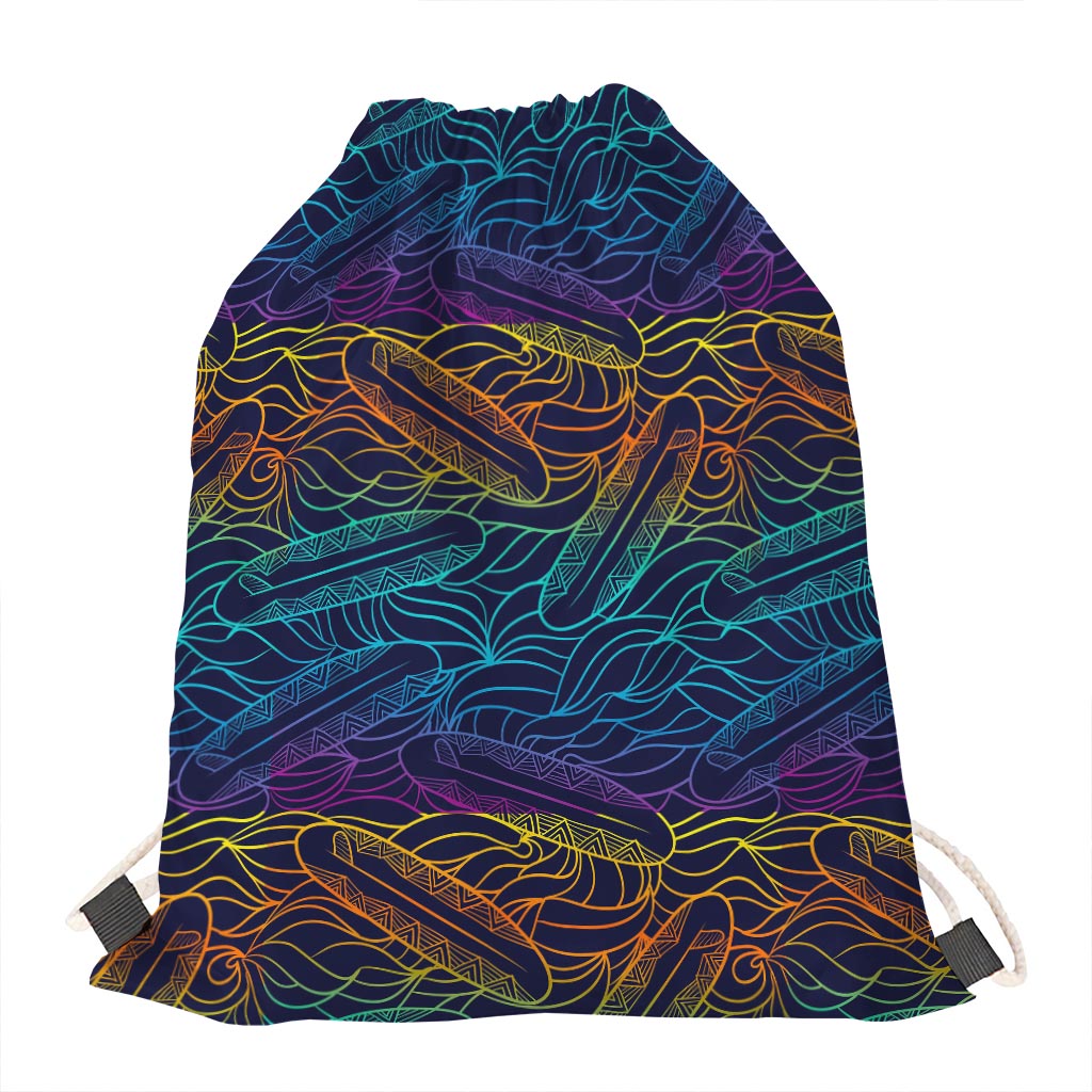 EDM Surfing Wave Pattern Print Drawstring Bag