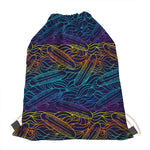 EDM Surfing Wave Pattern Print Drawstring Bag