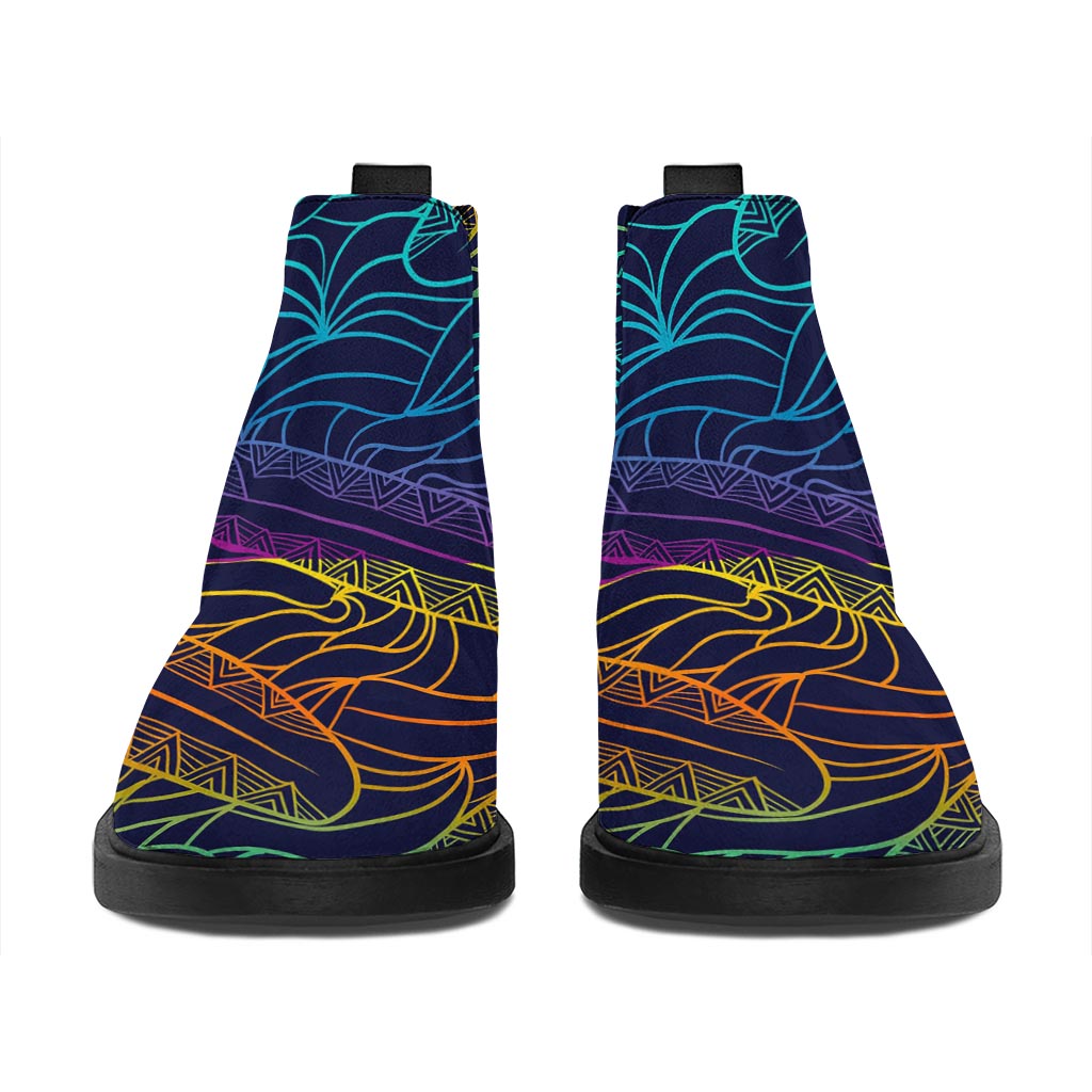 EDM Surfing Wave Pattern Print Flat Ankle Boots