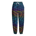 EDM Surfing Wave Pattern Print Fleece Lined Knit Pants