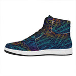 EDM Surfing Wave Pattern Print High Top Leather Sneakers