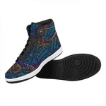 EDM Surfing Wave Pattern Print High Top Leather Sneakers