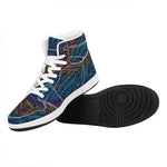EDM Surfing Wave Pattern Print High Top Leather Sneakers