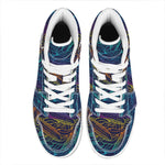 EDM Surfing Wave Pattern Print High Top Leather Sneakers