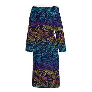 EDM Surfing Wave Pattern Print Hooded Bathrobe