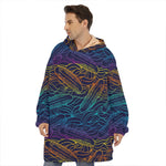EDM Surfing Wave Pattern Print Hoodie Blanket