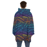 EDM Surfing Wave Pattern Print Hoodie Blanket