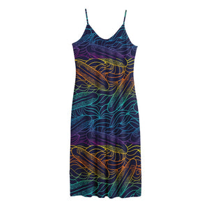 EDM Surfing Wave Pattern Print Jersey Midi Cami Dress