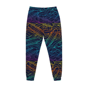 EDM Surfing Wave Pattern Print Jogger Pants