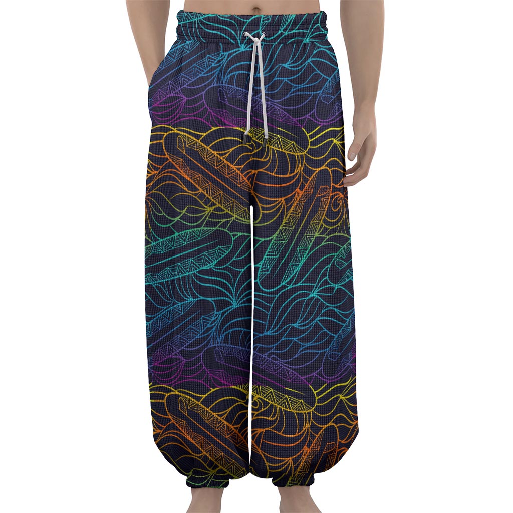 EDM Surfing Wave Pattern Print Lantern Pants