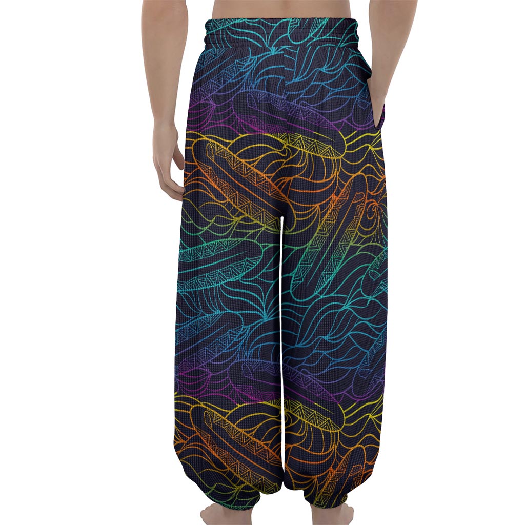 EDM Surfing Wave Pattern Print Lantern Pants