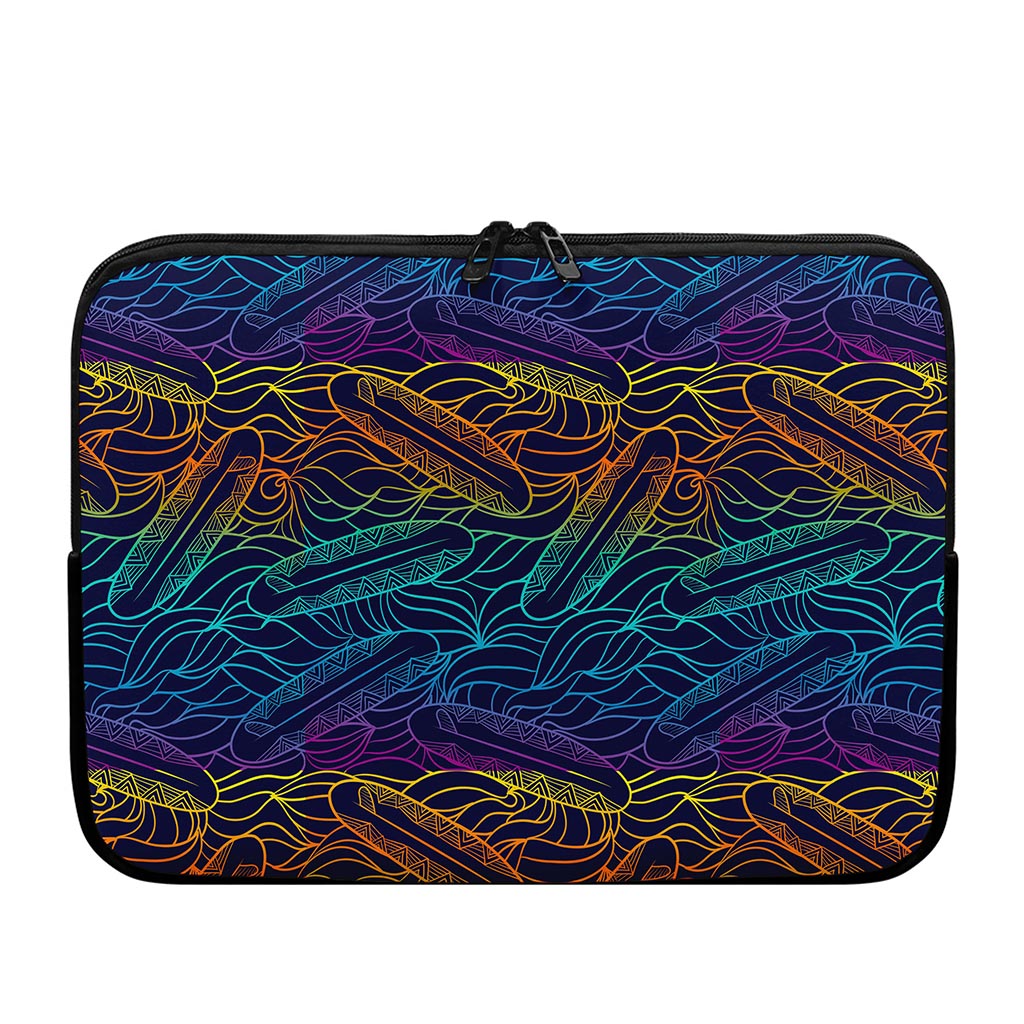 EDM Surfing Wave Pattern Print Laptop Sleeve