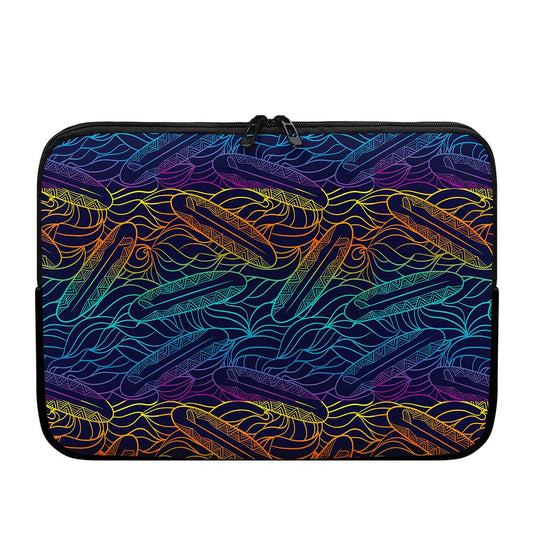 EDM Surfing Wave Pattern Print Laptop Sleeve