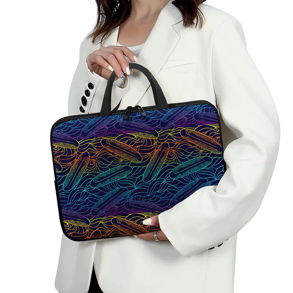 EDM Surfing Wave Pattern Print Laptop Sleeve With Handle