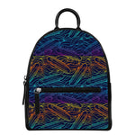 EDM Surfing Wave Pattern Print Leather Backpack