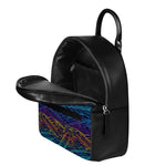 EDM Surfing Wave Pattern Print Leather Backpack