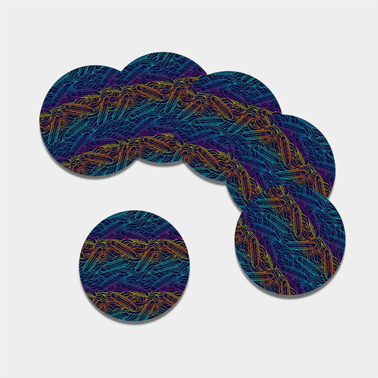 EDM Surfing Wave Pattern Print Leather Coaster Set
