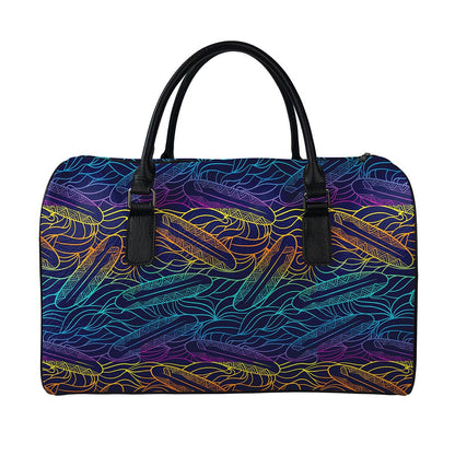 EDM Surfing Wave Pattern Print Leather Duffle Bag