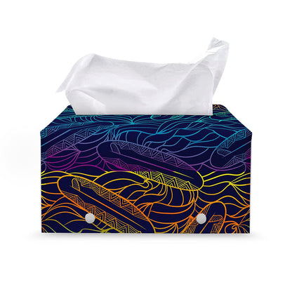 EDM Surfing Wave Pattern Print Leather Tissue Box Cover