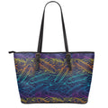 EDM Surfing Wave Pattern Print Leather Tote Bag With Zipper