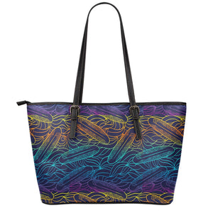 EDM Surfing Wave Pattern Print Leather Tote Bag