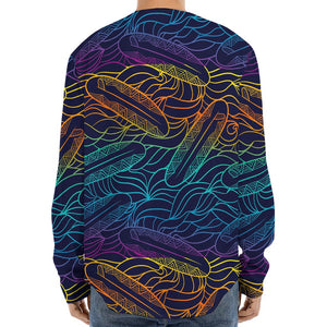 EDM Surfing Wave Pattern Print Long Sleeve Baseball Jersey