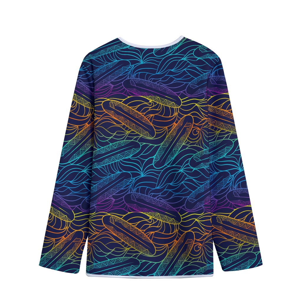 EDM Surfing Wave Pattern Print Long Sleeve Short Coat