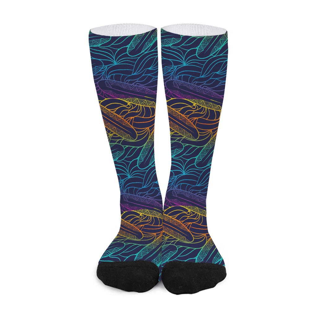 EDM Surfing Wave Pattern Print Long Socks