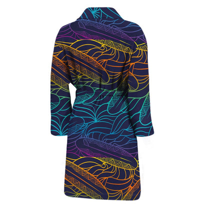 EDM Surfing Wave Pattern Print Men's Bathrobe