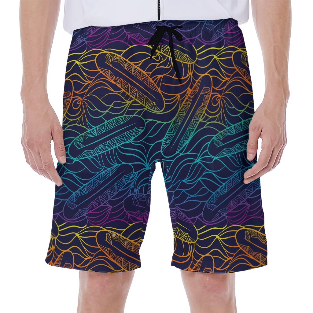 EDM Surfing Wave Pattern Print Men's Beach Shorts