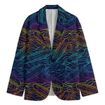 EDM Surfing Wave Pattern Print Men's Blazer