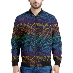 EDM Surfing Wave Pattern Print Men's Bomber Jacket
