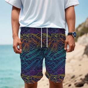 EDM Surfing Wave Pattern Print Men's Cargo Shorts