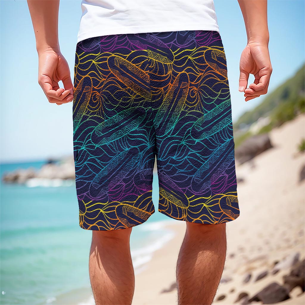 EDM Surfing Wave Pattern Print Men's Cargo Shorts